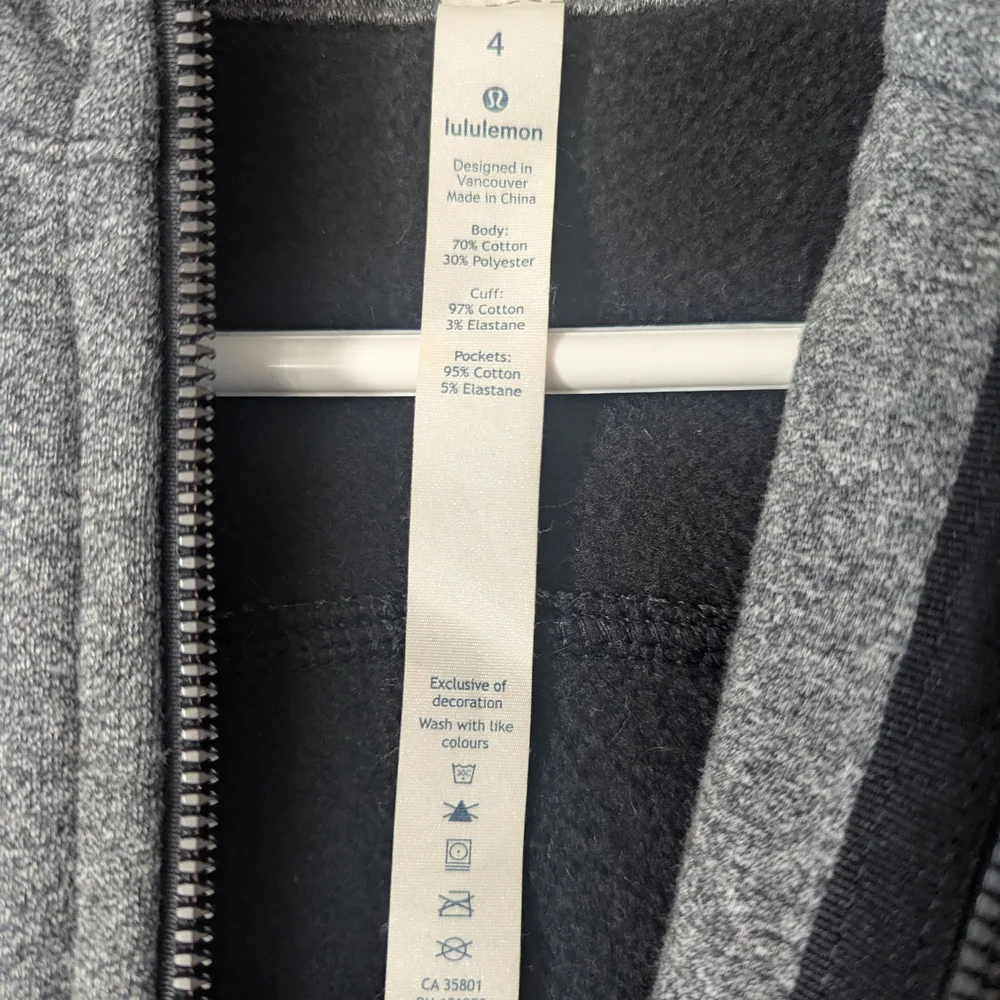 lululemon Scuba Charcoal Zip-Up Hoodie US Size 4 - Picture 8 of 12